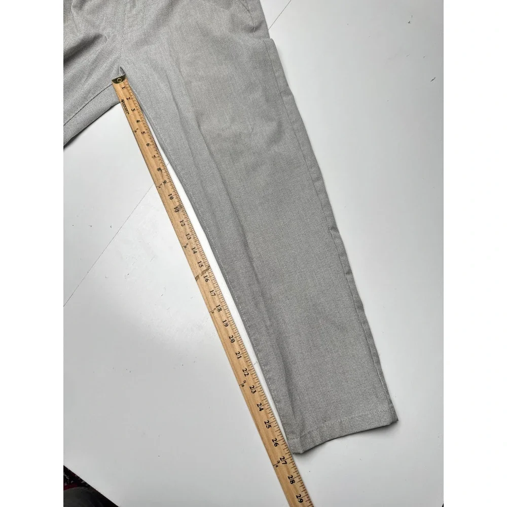 Zara Mens Grey Micro Pattern Straight Leg Trousers Size 34 Made in Turkey